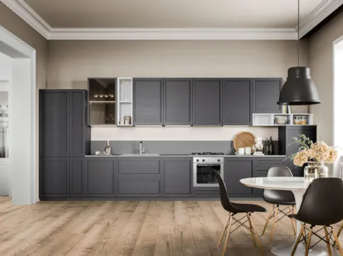 cucina lineare modello Intesa con anta impiallacciata
