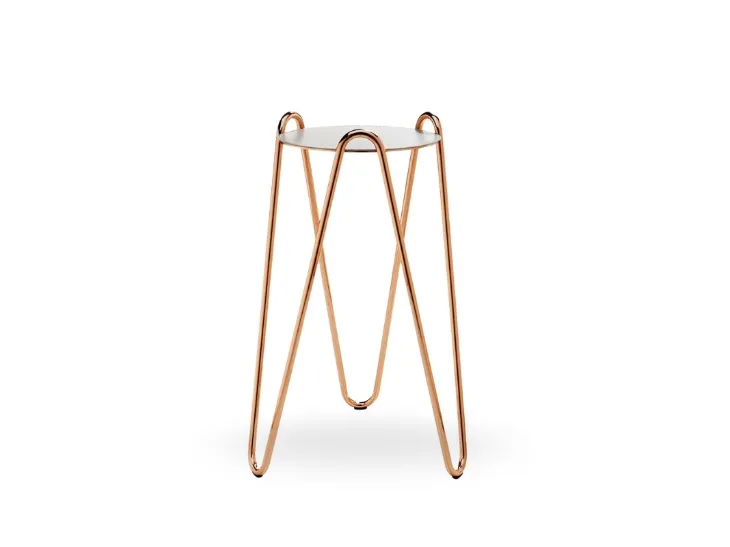 Tavolino in metallo con top rivestito in cuoio Apelle Chic di Midj