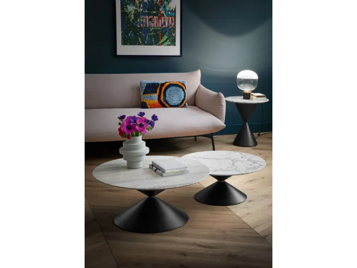 Lampada da tavolo con diffusore in vetro trasparente e satinato e base in metallo finitura Nero e Oro Ghost Tavolo di Midj