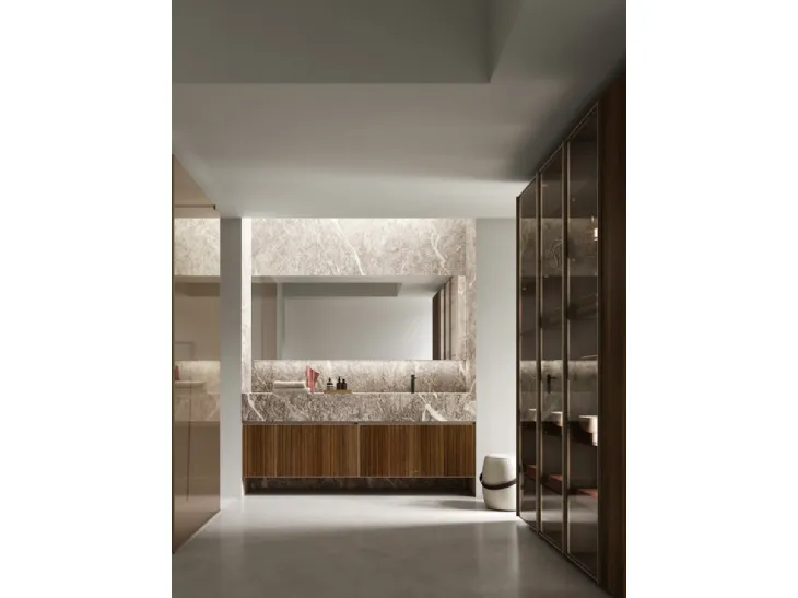 Mobile da Bagno sospeso Shape 20 in noce di Arcom