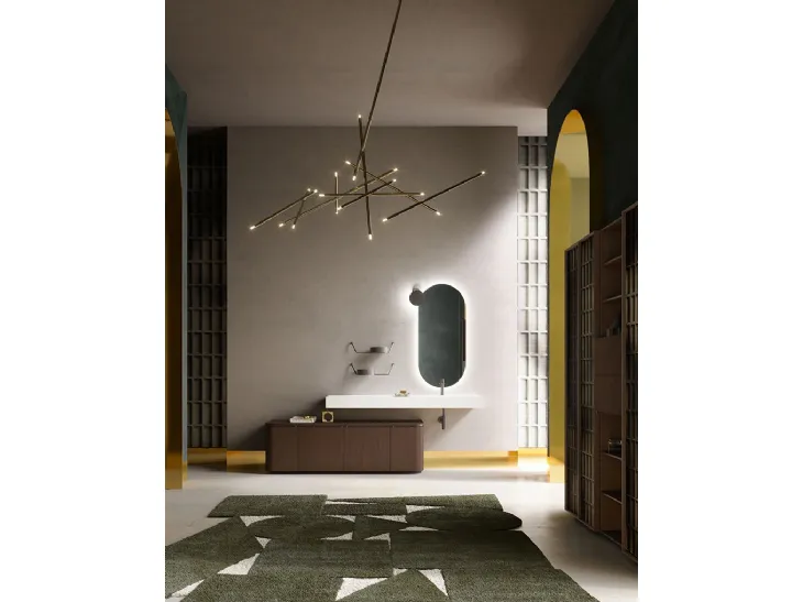 Mobile da Bagno con base in Rovere Termocotto Des Evolution Deep Green 02 di Cerasa