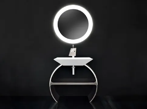 Moon con base cromata e lavabo Diamante
