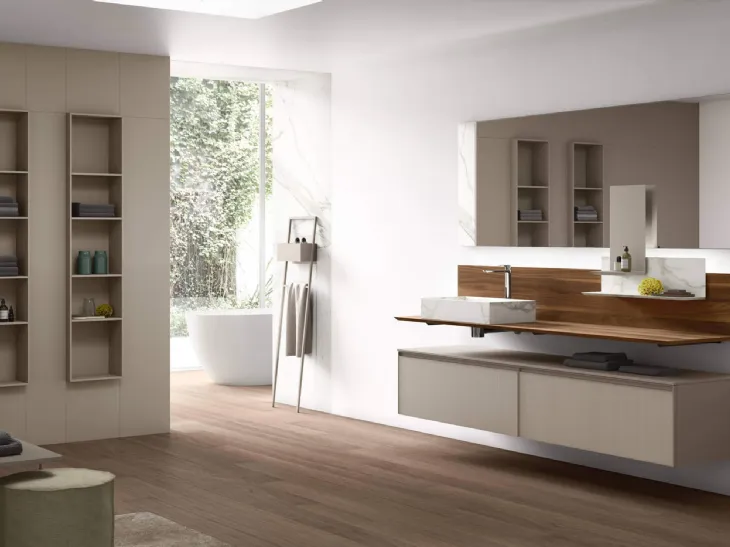 Mobile da Bagno sospeso Shape 32 in vetro laccato di Arcom