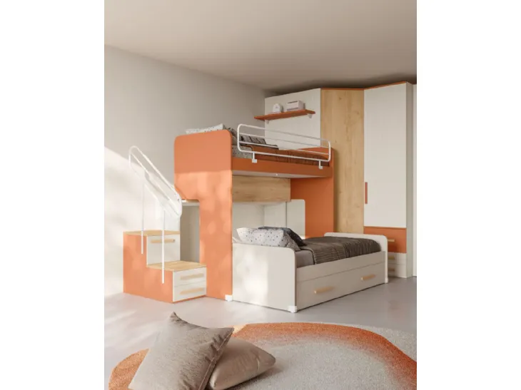 Cameretta con letto a castello estraibile, Smart 33