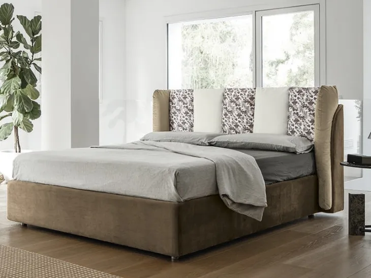 Letto con box contenitore Diadema in tessuto imbottito di Rigosalotti