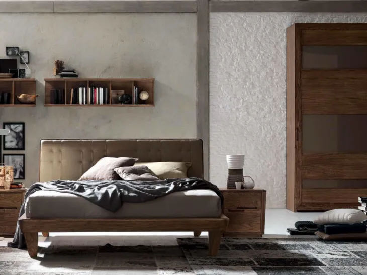 Letto con testiera in ecopelle Glam di Fasolin