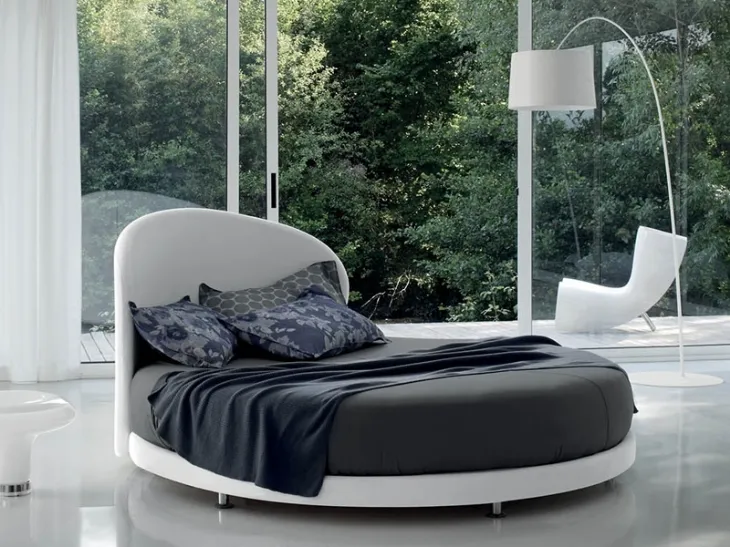 Letto rotondo di design in tessuto Kaleido di Rigosalotti