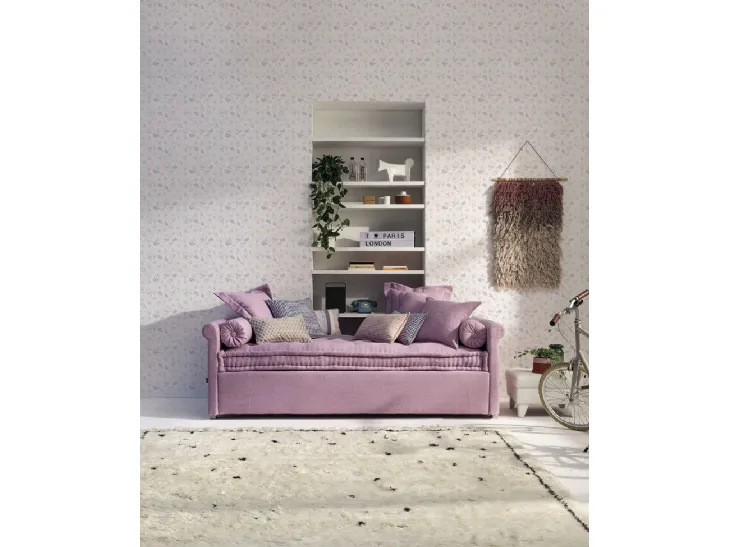 Daybed singolo Camelia Mod 31in tessuto con letto estraibile di Twils