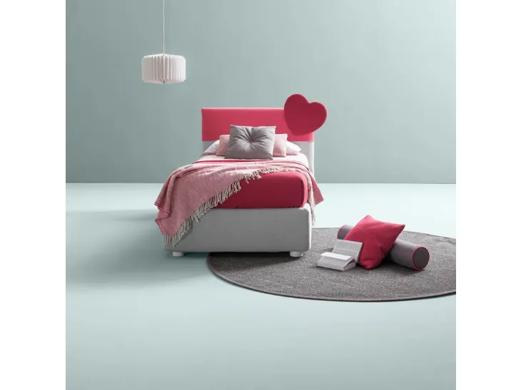 Letto singolo in tessuto con testiera a cuore Plain di Bside