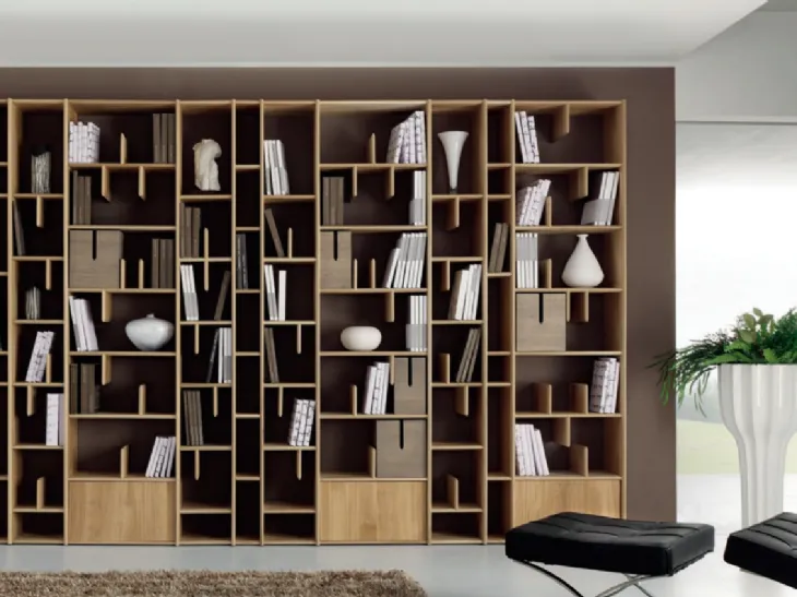 Libreria componibile modulabile in rovere massello Charming Oak Espace di Domus Arte