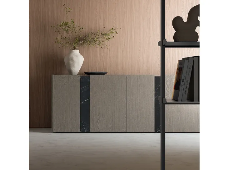 Madia DA45 in essenza Rovere con inserti in gres di Dall'Agnese