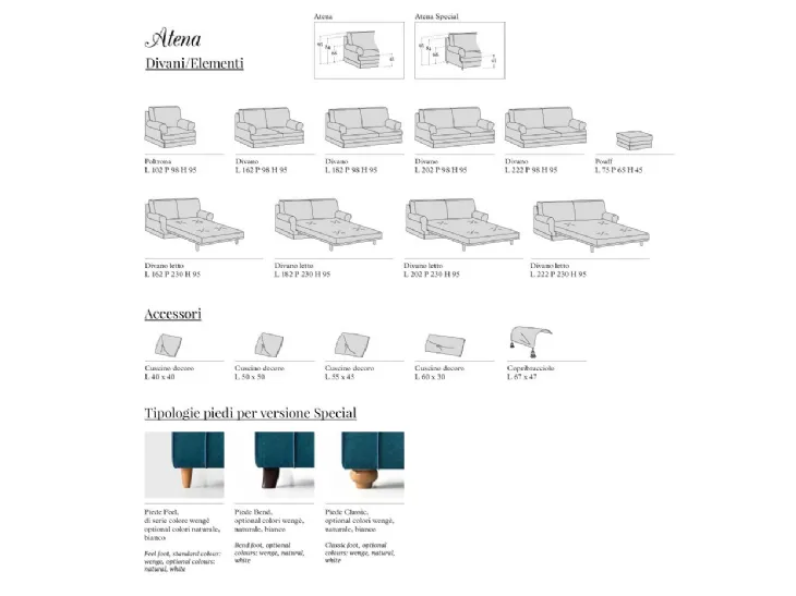 Divano classico modello ATENA di Samoa