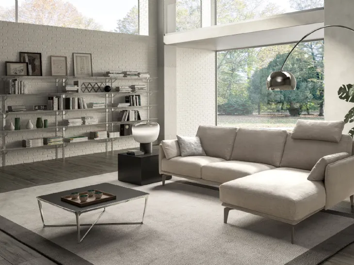 Divano moderno in tessuto con penisola Living Minimal di Samoa