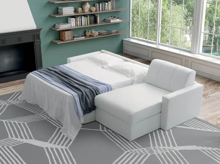 Divano letto matrimoniale con penisola contenitore Big 18 di Rigosalotti