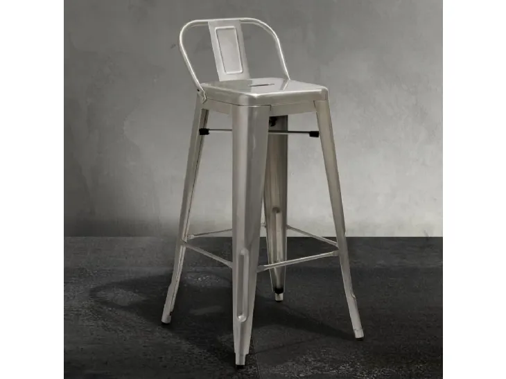 Sgabello Route 66 Back Stool 65 in metallo di La Seggiola