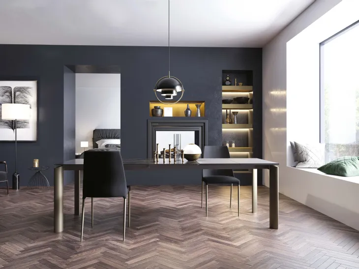 Tavolo T1507 Circle 160 in vetroceramica lucida di Zamagna