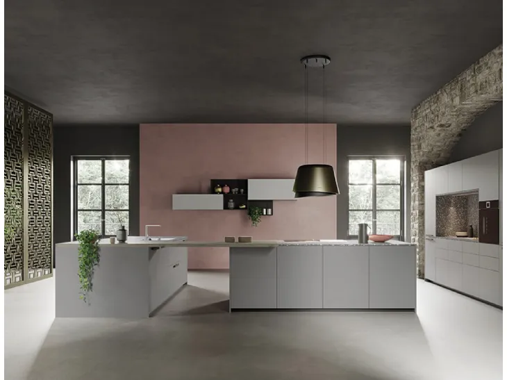 Cucina Design in laccato e top in quarzo Tiffany Quarzo di Zecchinon Cucine