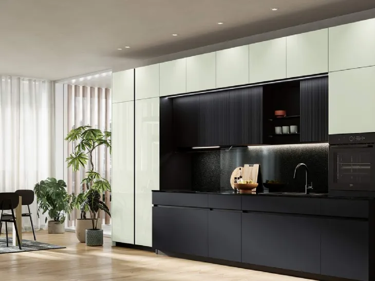 Cucina Moderna lineare Altea Composizione 05 in vetro lucido di Prima Cucine