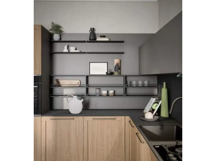 Cucina in legno con anta a TELAIO 