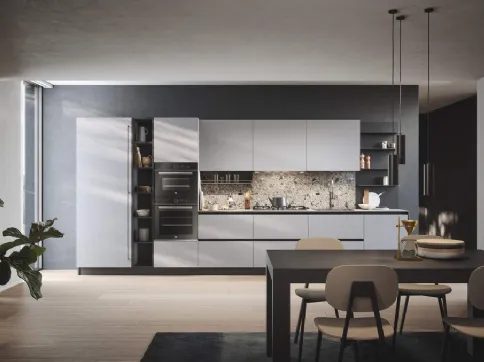 cucina Domino Lineare con piani in hpl
