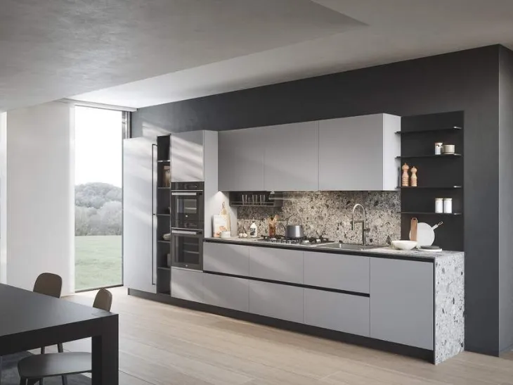 cucina Domino Lineare con piani in hpl