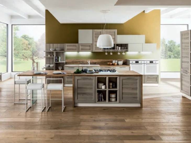 Cucina Moderna Fiorella Matrix Steppa e Cemento Airone di Arrex