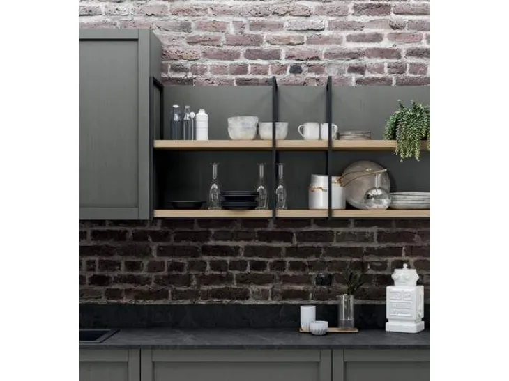 Cucina in legno laccato poro aperto con isola e penisola