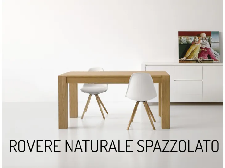 Tavolo con gamboni quadrati in rovere naturale