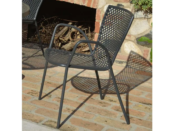 Poltroncina da giardino Sommer in acciaio zincato e verniciato poliestere antracite per esterni di La Seggiola